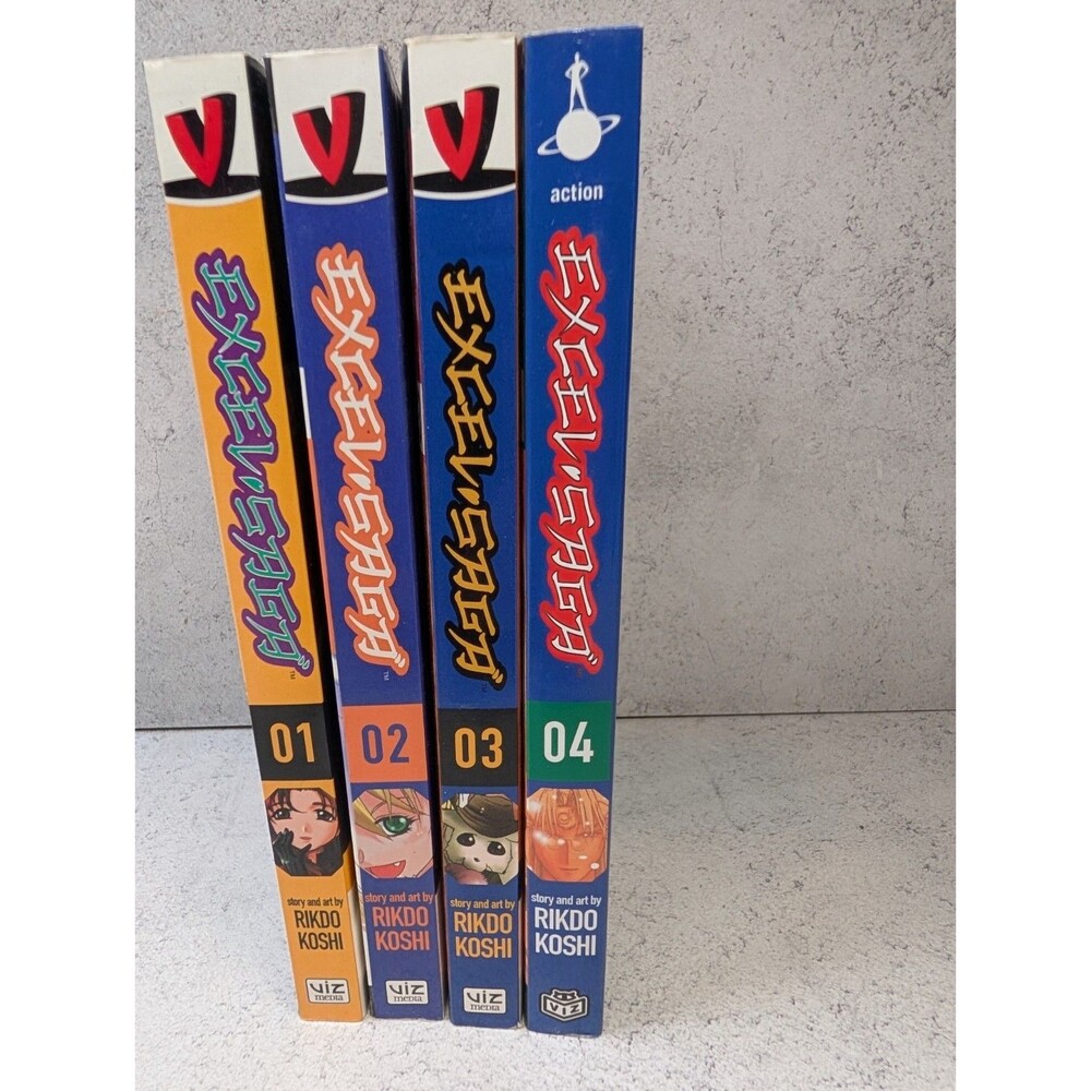 Excel Saga Manga Lot Vol 1 2 3 4 Complete Set Rikdo Koshi Viz Media Action